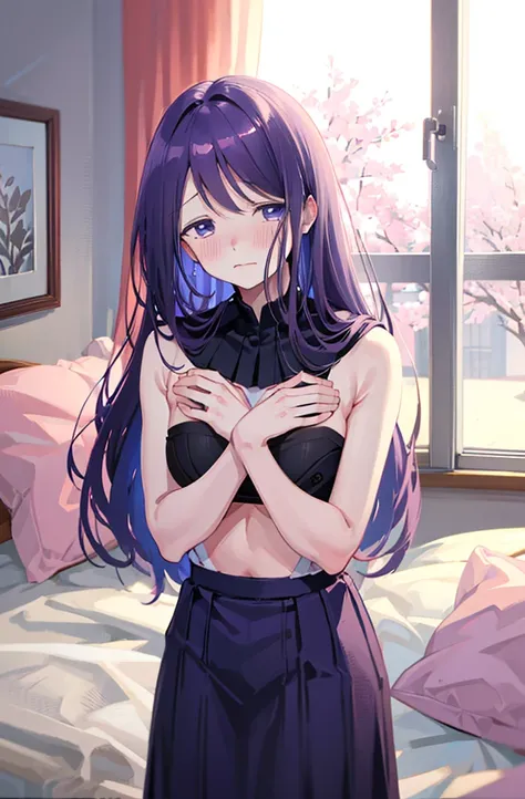 missionary position,missionary position,missionary position,Hide your with your hands、Blushing、Embarrassed expression、、Not wearing a bra、Light purple hair、Semi-long hair、Pale purple eyes、、Blushing、lipstick、Perfect hands、Detailed hands、Bedroom、On the bed、、、...