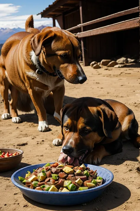 Dog eating full in copapo chile 