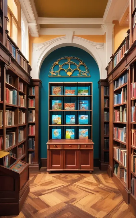 Library of Magic，full of books，Movable bookshelf，Convertible Bookshelf，Interactive Screen，High-tech learning tools，A vibrant and fascinating world of puzzles