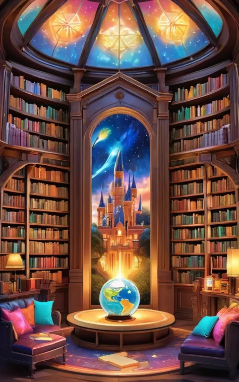 Library of Magic，full of books，Movable bookshelf，Convertible Bookshelf，Interactive Screen，High-tech learning tools，A vibrant and fascinating world of puzzles