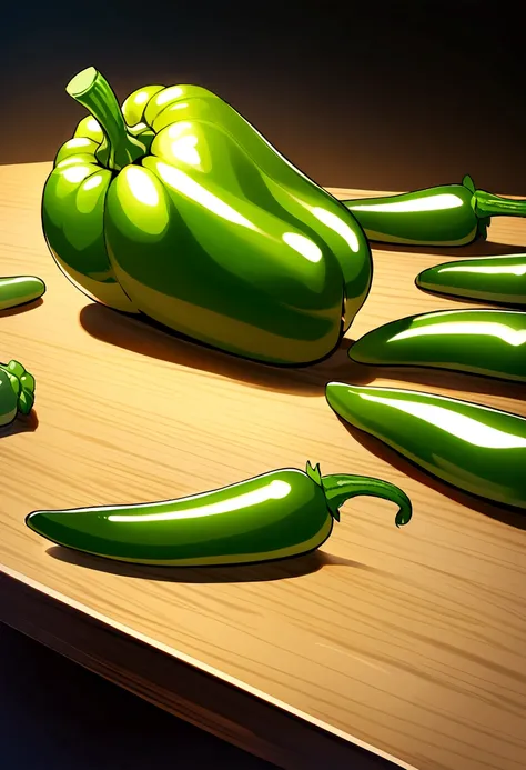 Green pepper on table 