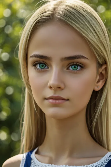 thin girl, Blonde, Emerald-colored eye with Spanish and Circassian ancestry