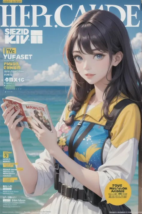 masterpiece, Highest quality, Spring outfit, Colorful Hair, Outdoor, Magazine Cover ,Upper Body,