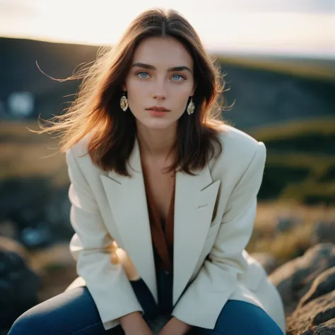 amateur photo of a woman, analog, raw, f2, 35mm, an (amateur photo) of a 50 year old candid photo of a woman, flash photography, taken on an old camera, polaroid, half body photo of a beautiful 20 years old Icelandic girl, extremely detailed eyes, beautifu...