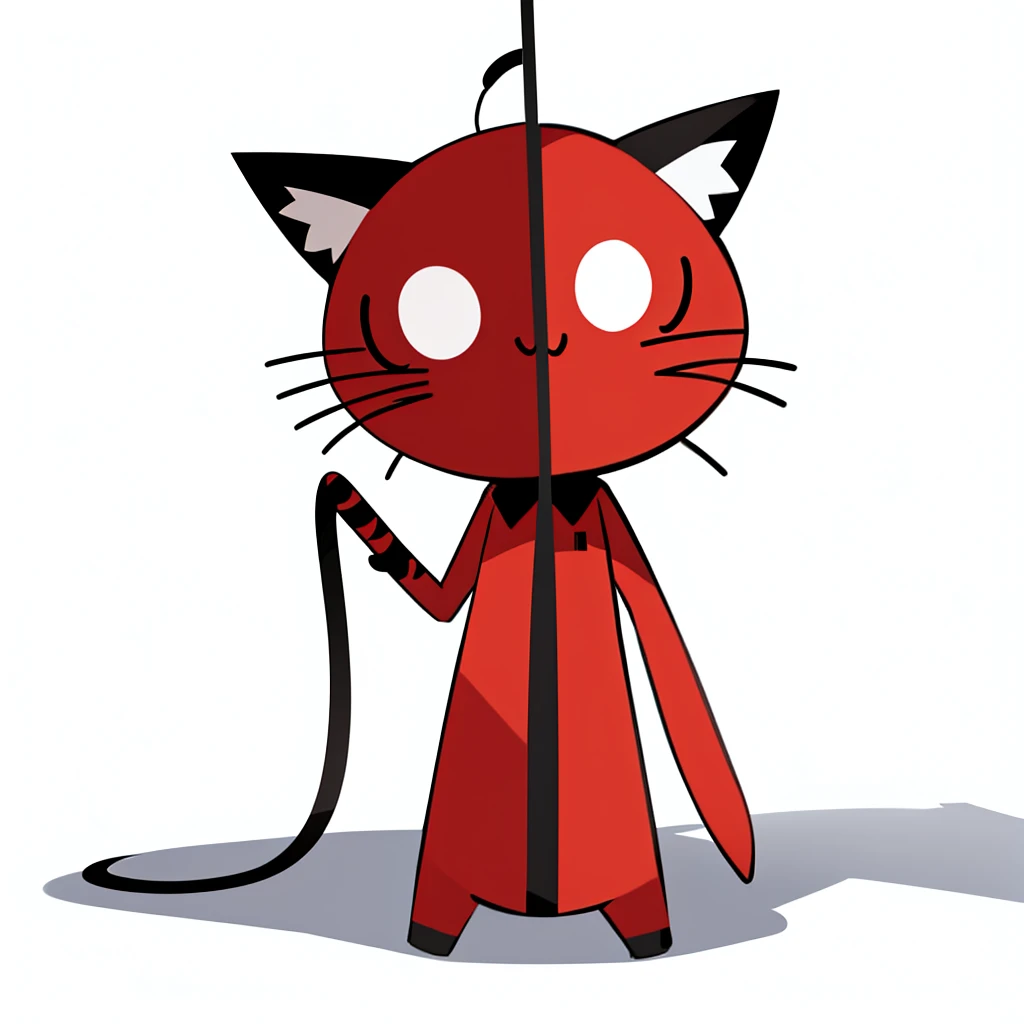 Red stickman whit cat ear and cat tail