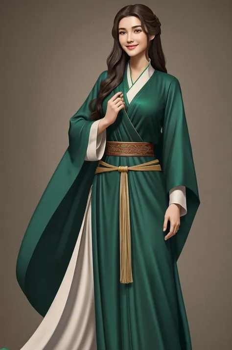 Animated illustration of Bai Yazhu was an extremely beautiful woman with milky skin and a charming face and a smile that would captivate many., His long brown hair was wavy, his oval eyes were light gray, he has a slender figure and a small waist, he wore ...