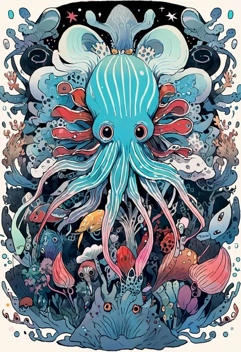 Marine animal squid