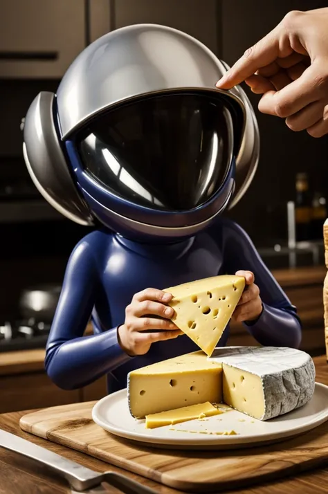 An alien eating cheese 