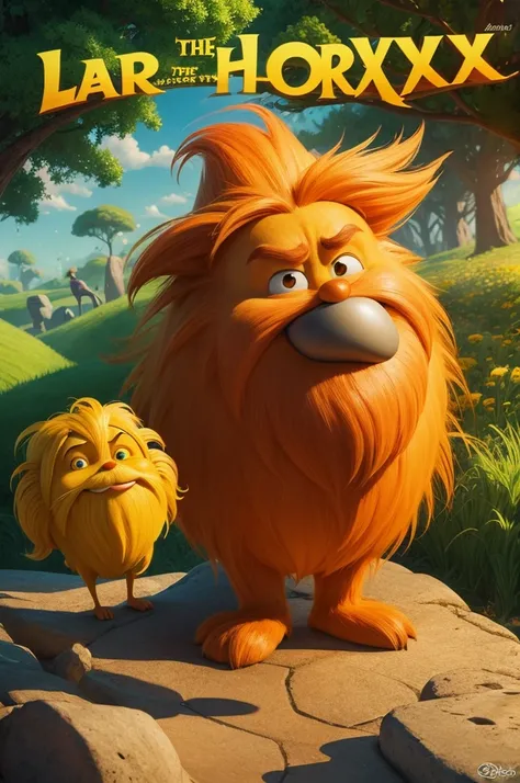 Make a drawing of the "The Lorax" in film cover format