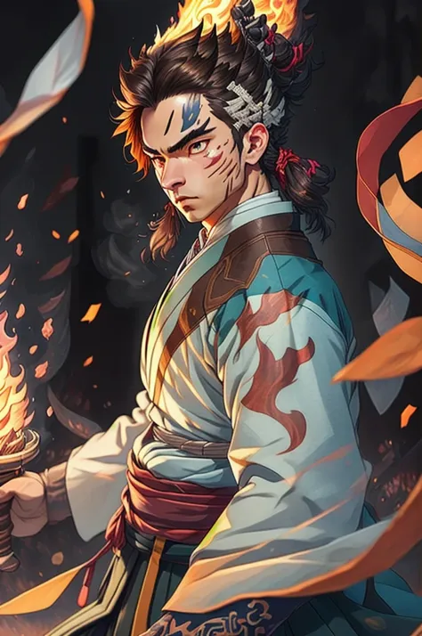 ((best qualityer)), ((work of art)), (detailded), (8k resolution), kimetsu no yaiba, adult man, experienced swordsman, katana ri...