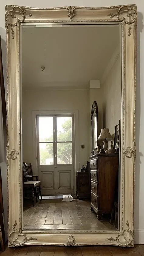 Antique mirror: An image of an old, dusty mirror to create the initial atmosphere.