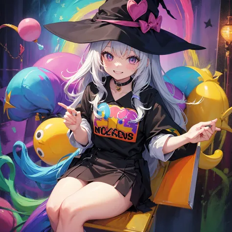 witch（Art room　Painting on canvas（hamburger　Slam　Rainbow colors）smile）Poster
