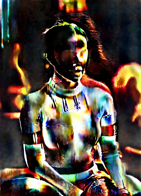 high resolution photo face close-up of p4dme woman sitting in a star wars cantina,looking at camera,white uniform,hair chignon,full body shot,depth of field,volumetric lighting,sunrise,(surreal dramatic lighting shadow)