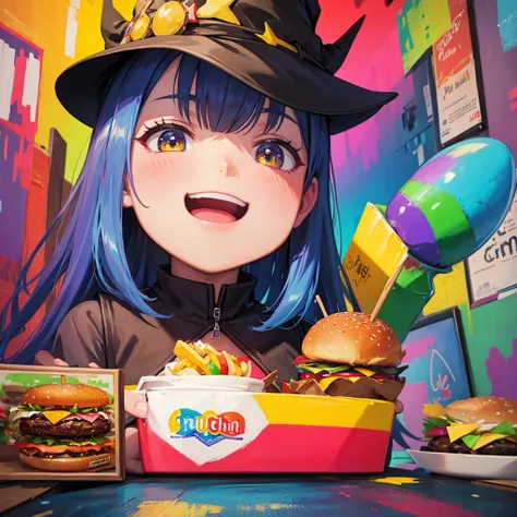 witch（Art room　Painting on canvas（Burger Shop　　Rainbow colors）smile）Poster
