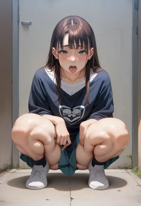 Cute Anime Girl、Ahegao、Iku、With legs apart、Ecchi anime style、Beautiful anime girl squatting、Anime girls are squatting