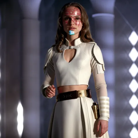 natalie portman in a white padme uniform, high quality