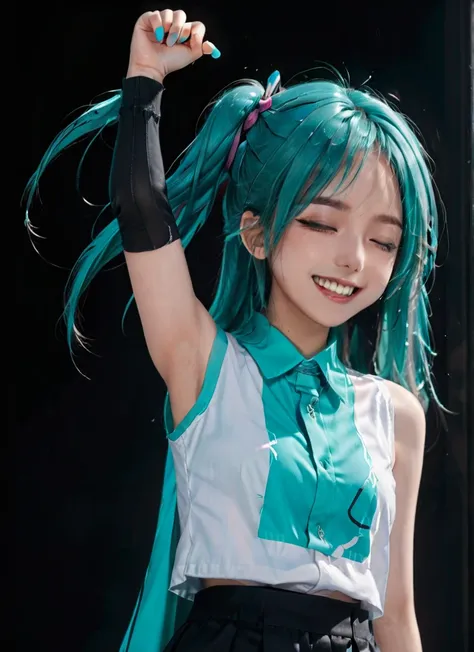 score_9, score_8_up, score_7_up, score_6_up, tatata_style break
hatsune miku, 1girl, :d, claw pose, hair between eyes, hand up, ...