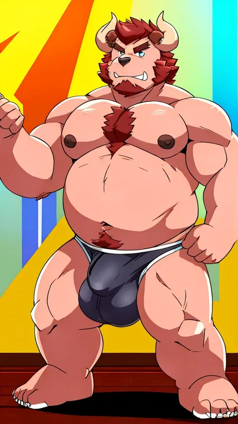 chernobog, big belly, chubby, masculine focus, stomach, underwear, bulge, big balls, nipples, full body dancing