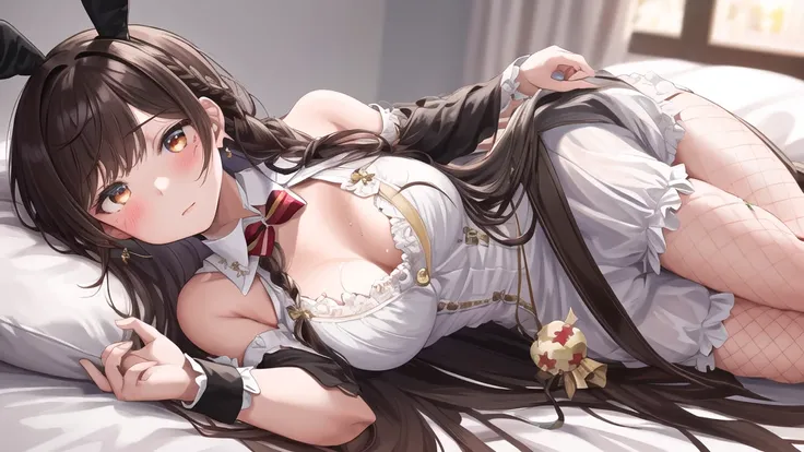 ​masterpiece, beste-Qualit, large resolution,((highly detaile)),1girl, chizuru, 1girl, solo, soft lighting, volumetric lighting, intricate details, finely detailed, long_hair, breasts, looking_at_viewer, blushing face, shy expression, bangs, medium_breasts...