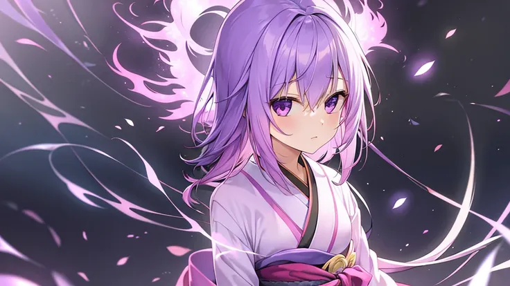 woman　clear　Light purple hair　　kimono　　Anime Style　inflammation