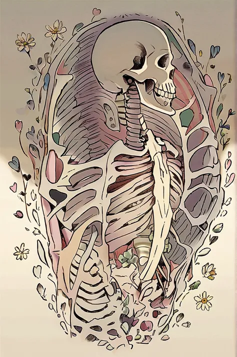 OsakeDOSukebee&#39;s broken ribs illustration.16K, Illustration showing bones.