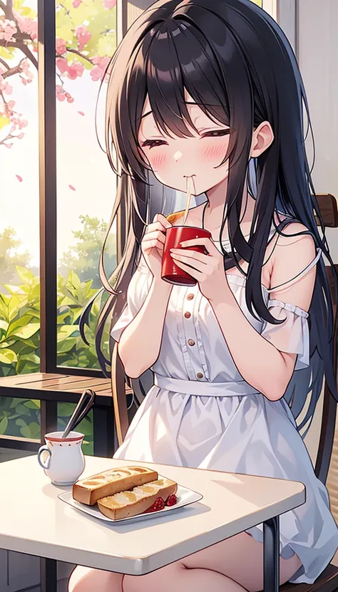 Arisu slowly stepped out onto the terrace.、There was a delicious breakfast prepared for her.。On the table covered with a white cloth、Fresh berries and fresh bread、and芳醇な香りの紅茶が並んでいます。She sat down gently in a chair、I picked up a beautiful cup。 Tea steam risi...