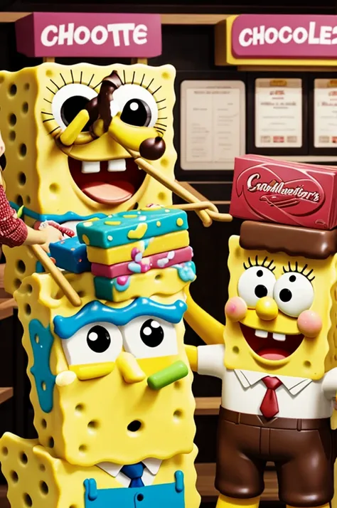 Create spongebob selling chocolates