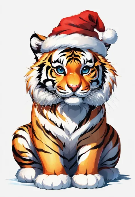 Christmas Tiger，HD，White background，4K,