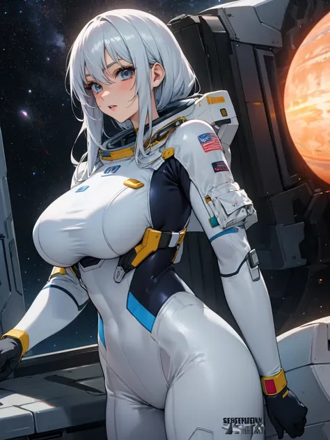 Youthful anime busty girl, sci-fi explorer, Sci-Fi adventurer, spacesuit, bodysuit, under suit, armor suit, hot girl, supermodel body, huge breasts