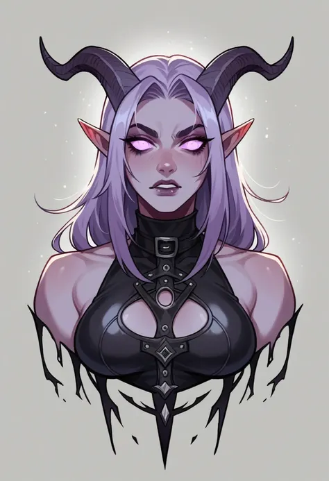 rogue tiefling, hired assassin, light purple hair, fair skin slightly purple, no muscles, slim figure, demonic horns, pointed ears, black leather outfit, sharp daggers, stealthy movements, mysterious aura, cinematic lighting, dramatic shadows, fantasy atmo...