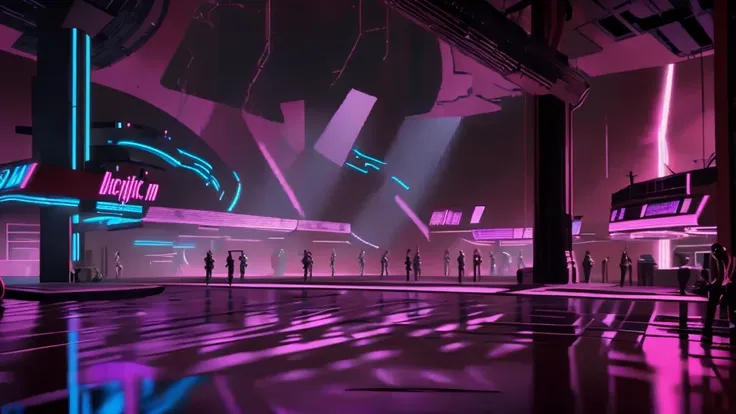 nightclub, scenery, dancing pole, cyberpunk style,