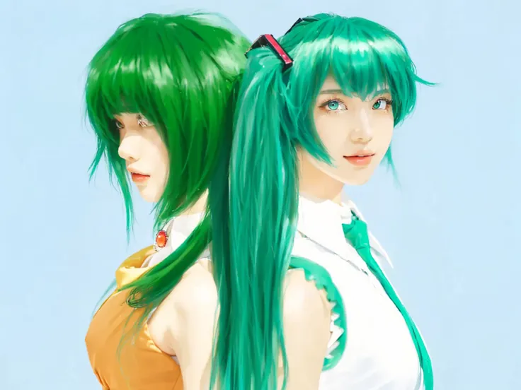 ((masterpiece)), (best quality), (very detailed), ((very detailed)), 4k, (8k),2 girl,hatsune miku,gumi,japanese girl,blue hair c...