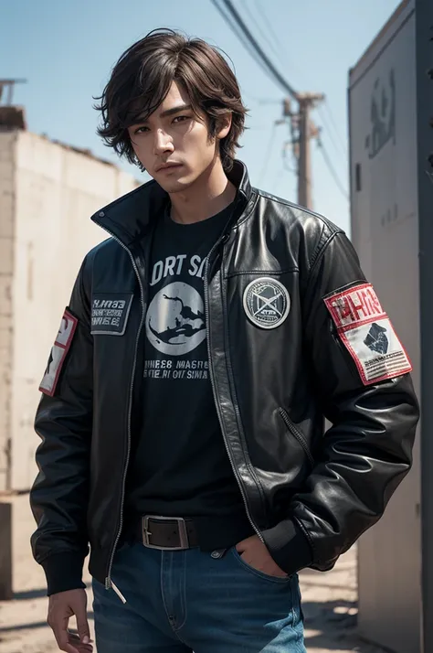 A free fire character in a jacket design written Daniel