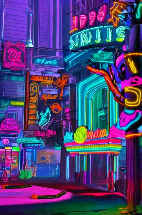 inside, stripclub, cyberpunk style, neon lights, scenery , dancing poles