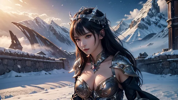 close-up of woman holding sword and armor, armor girl, 2. 5d cgi anime fantasy artwork, large breasts，epic fantasy digital art s...