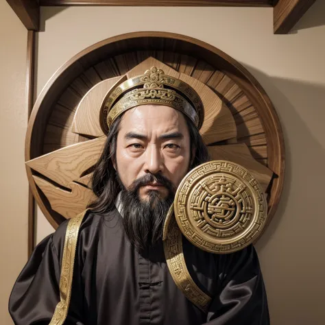 "Design a logo featuring Confucius, the ancient Chinese philosopher. The logo should depict Confucius with an aura of wisdom and calm presence. He should have a serene and thoughtful expression, wearing traditional Chinese scholar robes. Incorporate elemen...