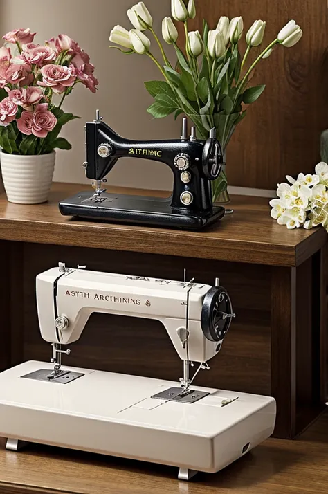 Animated image of sewing machine and flowers that say Martha