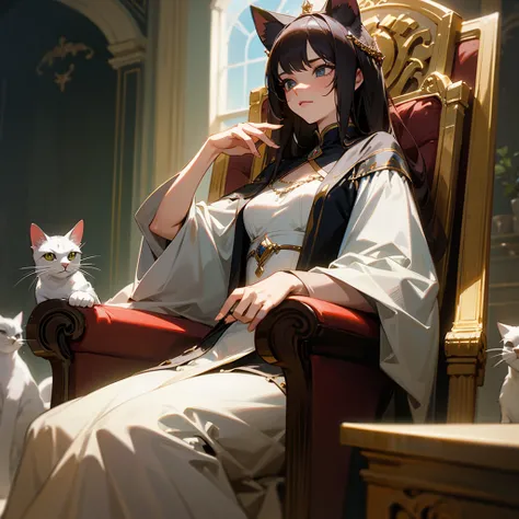  a costumed woman sitting on a throne with a cat&#39;s head, Anime goddess, ((a beautiful fantasy empress)), a beautiful fantasy empress, guweiz masterpiece, gorgeous goddess, beautiful seductive anime woman, Guweiz, 极其详细的Artgerm, artwork in the style of g...