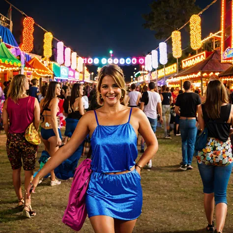  **Festival Fun**: Use a festival or fair as a backdrop, capturing the vibrant atmosphere and colorful lights,hot