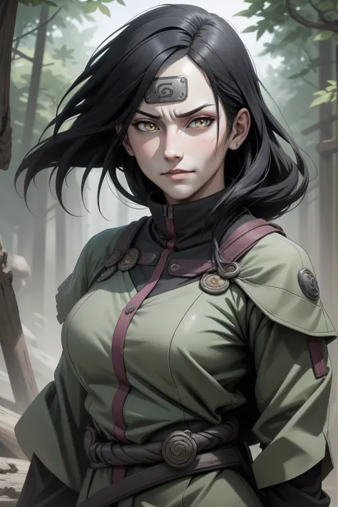 {-erro_de_anatomia:1.0} estilo anime, Masterpiece, absurdities, Orochimaru(Naruto), 1girl Solo, Mature woman, Oversized shirt with broad shoulders, Perfect composition, Detailed lips, large breasts, Beautiful face, body proportion, Blush, Long black hair, ...