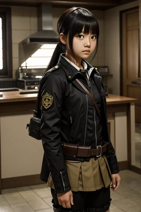 A character from the series KNY is a 14-year-old girl. Her name is Yuritnsukichi. She has black eyes with a touch of camerssi. Her hunter uniform is like Tokito Muichiro&#39;s. Her hair is black with red spots. Her katana is with a solesiro on it. the hand...