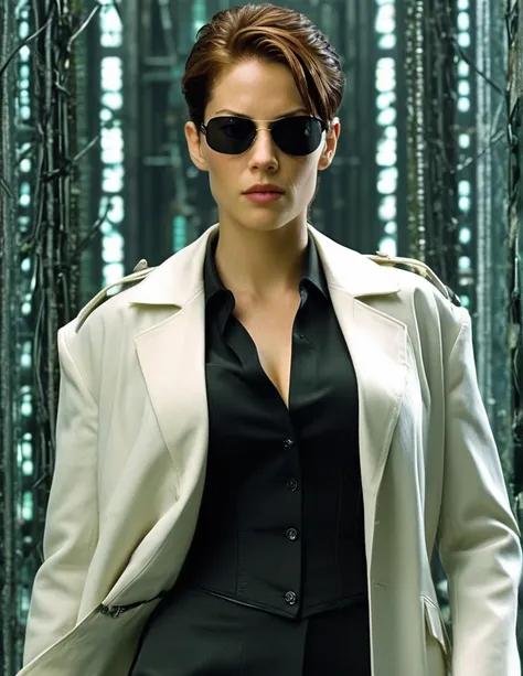 breathtaking ((ohwx woman)) as the one, in the movie the matrix (1999), ruggedly handsome hero, depth of field, zeiss lens, deta...