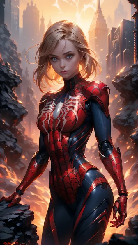 (1girl:1.3), Solo, (((Very detailed face)))), ((Very detailed eyes and face)))), Beautiful detail eyes, Body parts__, Official art, Unified 8k wallpaper, Super detailed, beautiful and beautiful, beautiful,(BodySuit látex Spiderman cyborg transparent :1.4),...