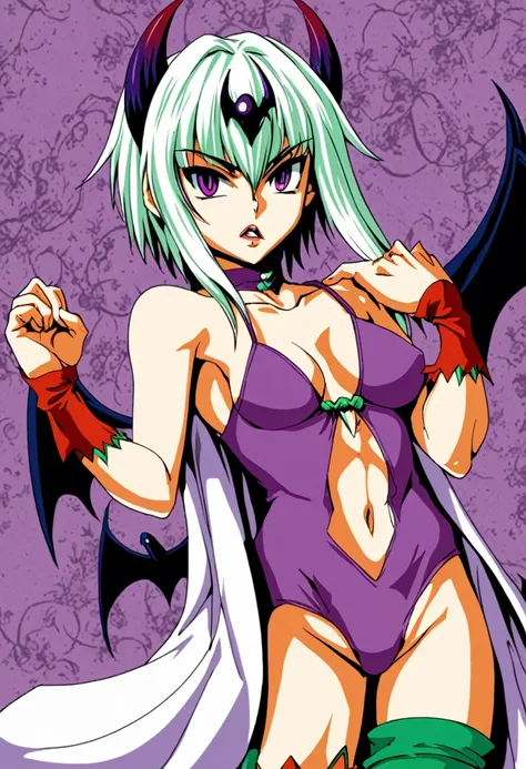 background: simply_white BREAK character: morrigan_aensland_(darkstalkers_manga_anime)