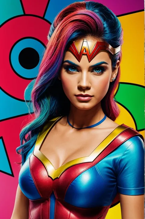 Super heroina colorida arte pop