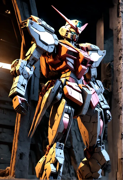 Highly detailed futuristic Gundam mechs, extremely complex mechanical design, glowing cybernetic elements, intricate machinery, sleek and angular body shapes, metallic sheen, powerful and imposing presence, dramatic lighting, cinematic compositions, dark a...