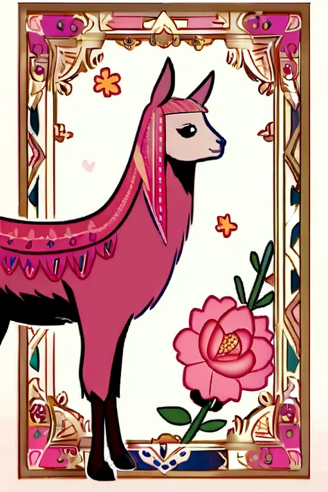 Llama theme birthday card with flowers information Melek Serrano 7 years old 