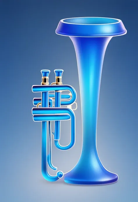 trumpet，Notification Icons，Cartoon style，Blue gradient，Frosted glass texture，