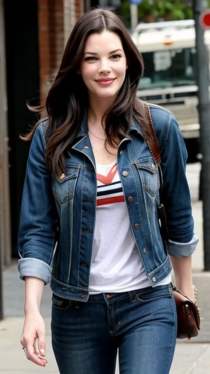 Liv Tyler dressed in torn clothes and a smile