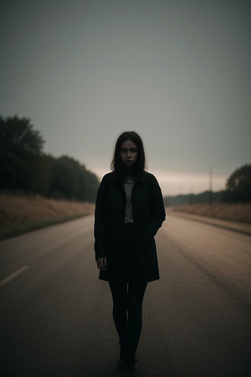 Cute young emo woman, photo in the style of Alessio Albi, cinematic composition, cinematic lighting